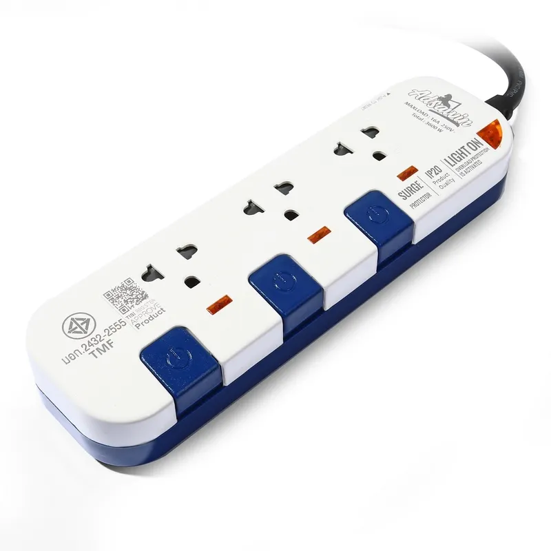 ADSAWIN WL3315-3M ปลั๊กไฟ 3 ช่อง 3 สวิตช์ (WH/NB) - Image 4