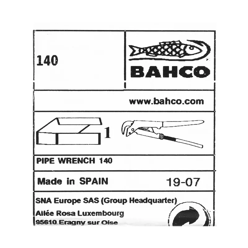 BAHCO ประแจจับท่อ ขนาด 3/4" รุ่น 140 - Image 5
