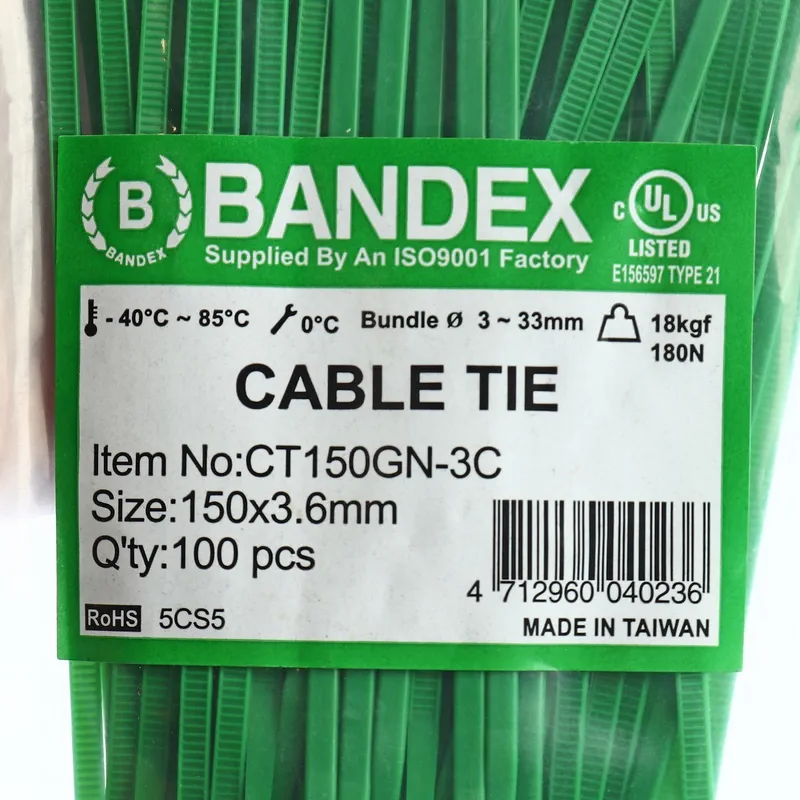 BANDEX CT150GN-3C เคเบิ้ลไทร์ 6" เขียว (100 เส้น) - Image 4