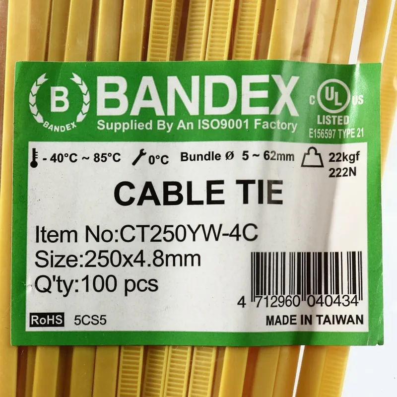 BANDEX CT250YW-4C เคเบิ้ลไทร์ 10" เหลือง (100 เส้น) - Image 4