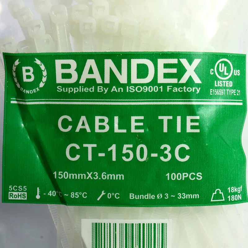 BANDEX CT-150-3C เคเบิ้ลไทร์ 6" ขาว (100 เส้น) - Image 3