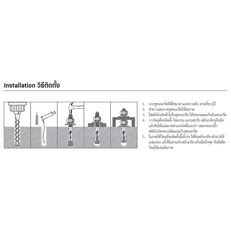 FASTENIC พุกเหล็ก 5/8" ยาว 120 มม. รุ่น ST-58-HDG - Image 5