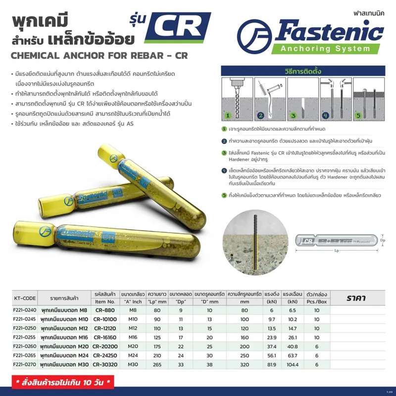 FASTENIC พุกเคมีแบบตอก M10 รุ่น CR-10100 - Image 7