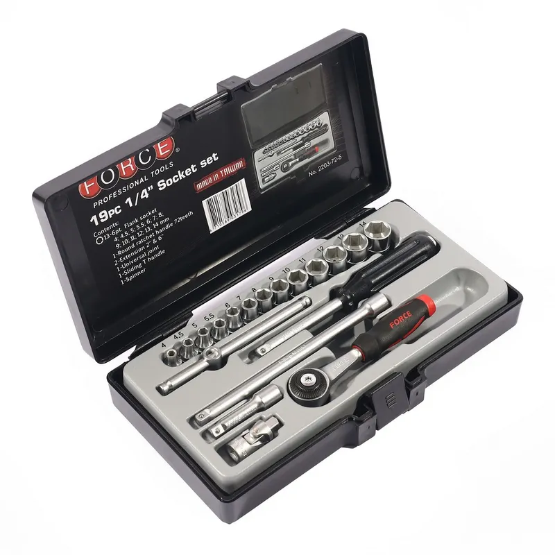 FORCE 2203-72-5 ชุดบ็อก 1/4 นิ้ว 6PT 19 ชิ้น ด้ามกลม