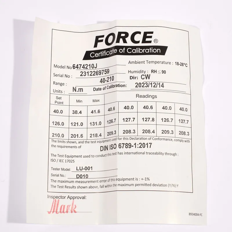 FORCE 6474210J 1/2 นิ้วประแจทอร์ค 40-210NM ด้ามดำ - Image 5