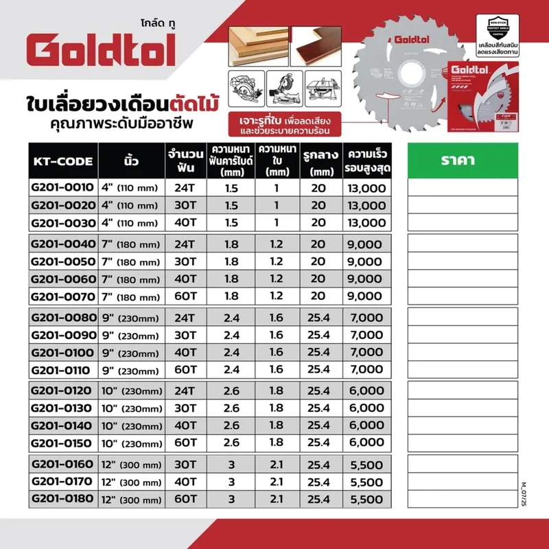 GOLD TOL ใบเลื่อยวงเดือนตัดไม้ 4"X30T - Image 5