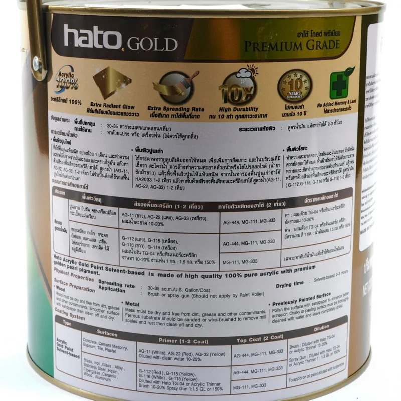 HATO MG-333 สีทองน้ำมัน ทองยุโรป (1กล/3.785L) - Image 3