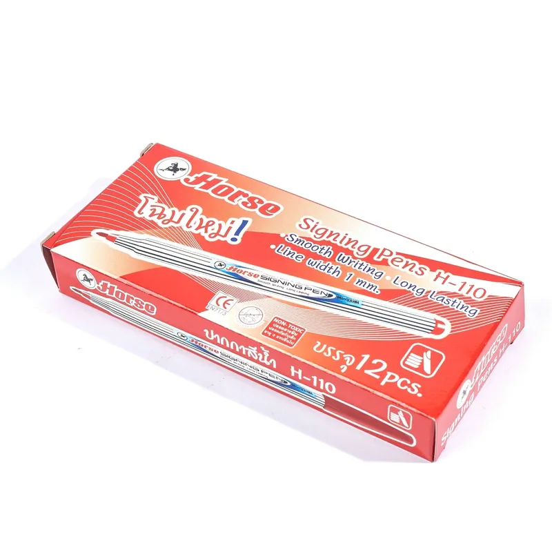 HORSE ปากกาเมจิก H-110 หัวแหลม ตราม้า - สีแดง - Image 4