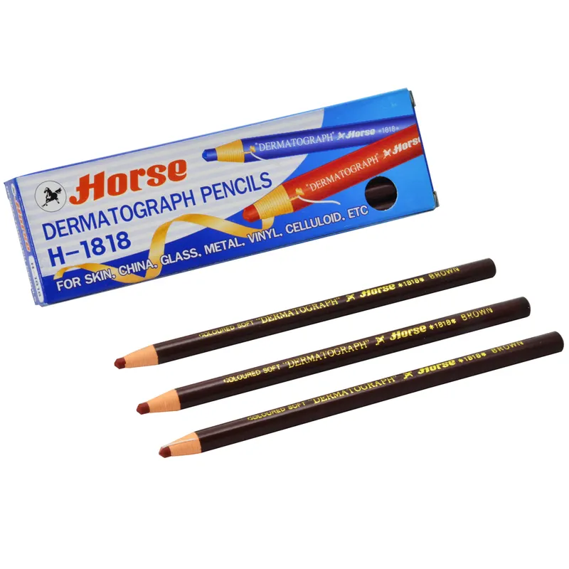 HORSE H-1818 ดินสอเขียนกระจก สีน้ำตาล (1กล่อง)