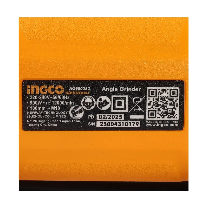 INGCO เครื่องเจียร์ไร้สาย 220V ขนาด 4" นิ้ว 900 W รุ่น AG900282 - Image 6