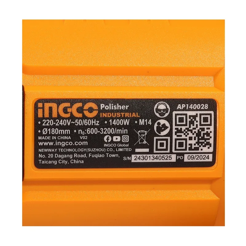 INGCO เครื่องขัดเงาไร้สาย 220V ขนาด 7" นิ้ว รุ่น AP140028 - Image 6