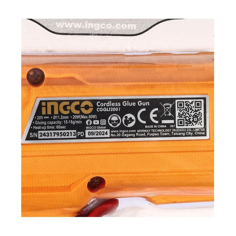 INGCO ปืนยิงกาวไร้สาย 20V (Body Only) รุ่น CGGLI2001 - Image 5