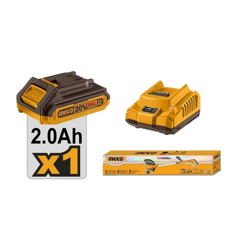 INGCO เครื่องเล็มหญ้าสายเอ็นไร้สาย 20V พร้อมแบต 2.0Ah x1 ก้อน รุ่น CGTLI203285 - Image 4
