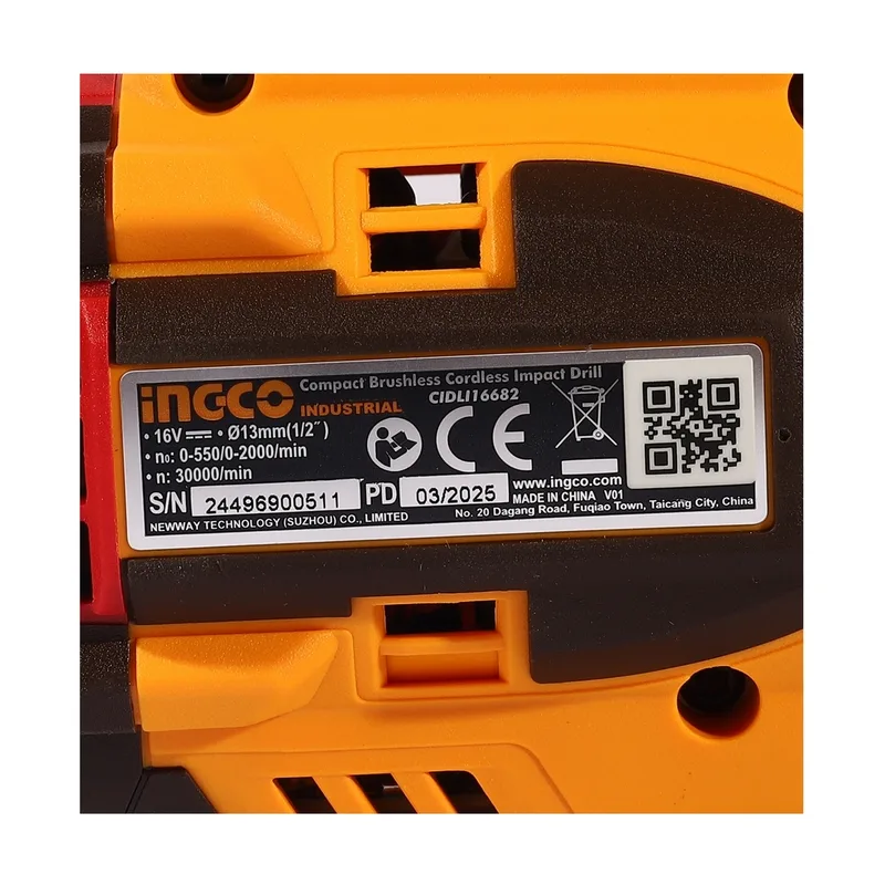 INGCO สว่านกระแทกไร้สาย Brushless 16V แรงขัน 60 N.m พร้อมแบต 2.0Ah x2 ก้อน รุ่น CIDLI16682 - Image 6