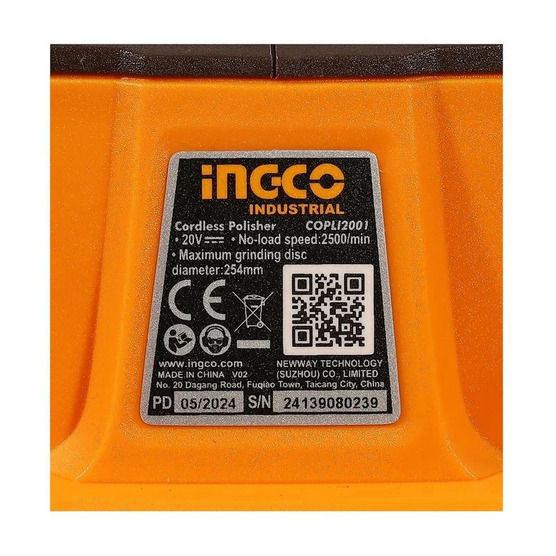 INGCO เครื่องขัดเงาไร้สาย 20V ขนาด 10" นิ้ว (Body Only) รุ่น COPLI2001 - Image 4