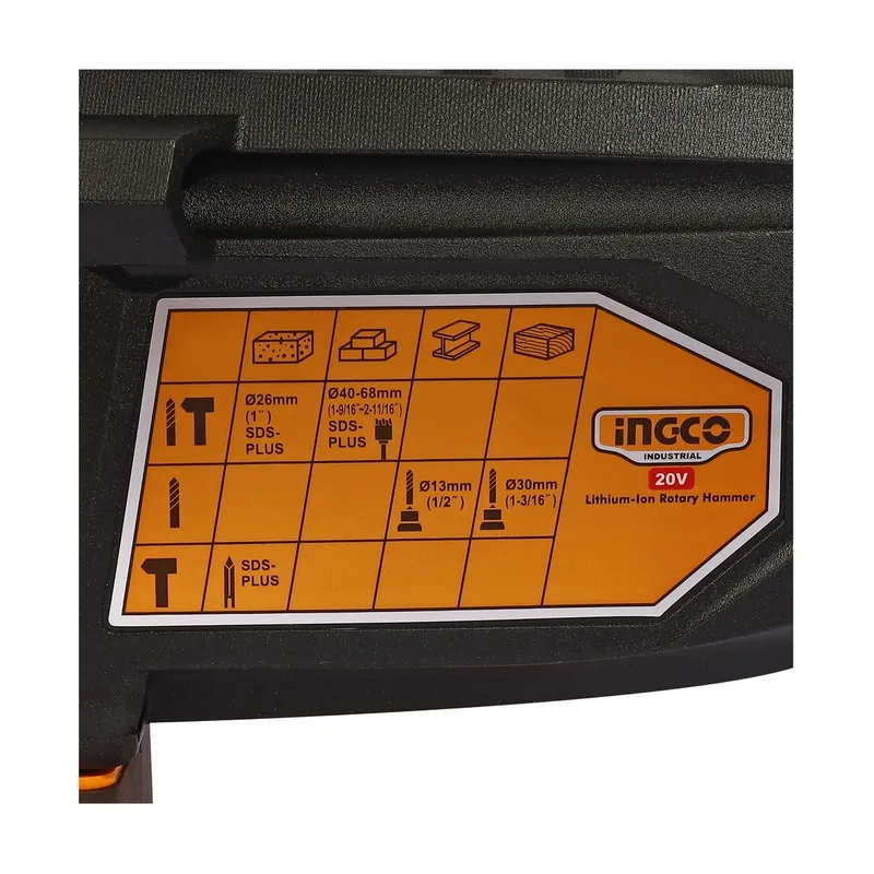 INGCO สว่านโรตารี่ไร้สาย Brushless 20V ขนาด 26 มม. พร้อมแบต 4.0Ah x2 ก้อน รุ่น CRHLI202287 - Image 5
