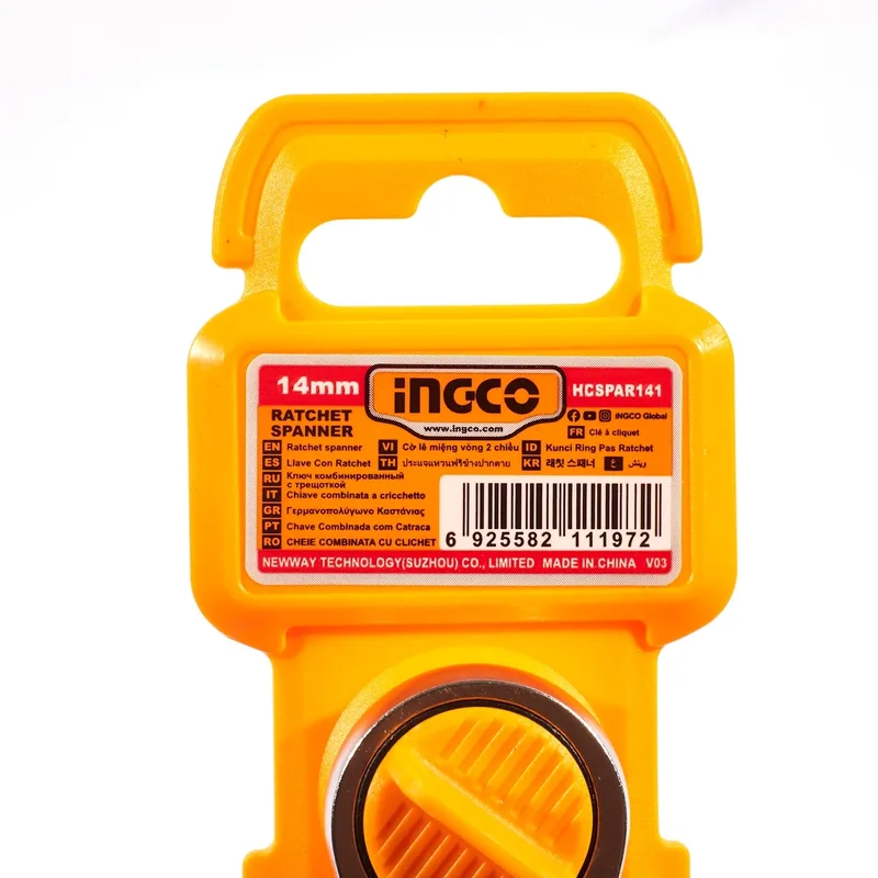 INGCO ประแจแหวนเกียร์ (Ratchet Wrench) เบอร์ 14 มม. เหล็ก CR-V รุ่น HCSPAR141 - Image 4