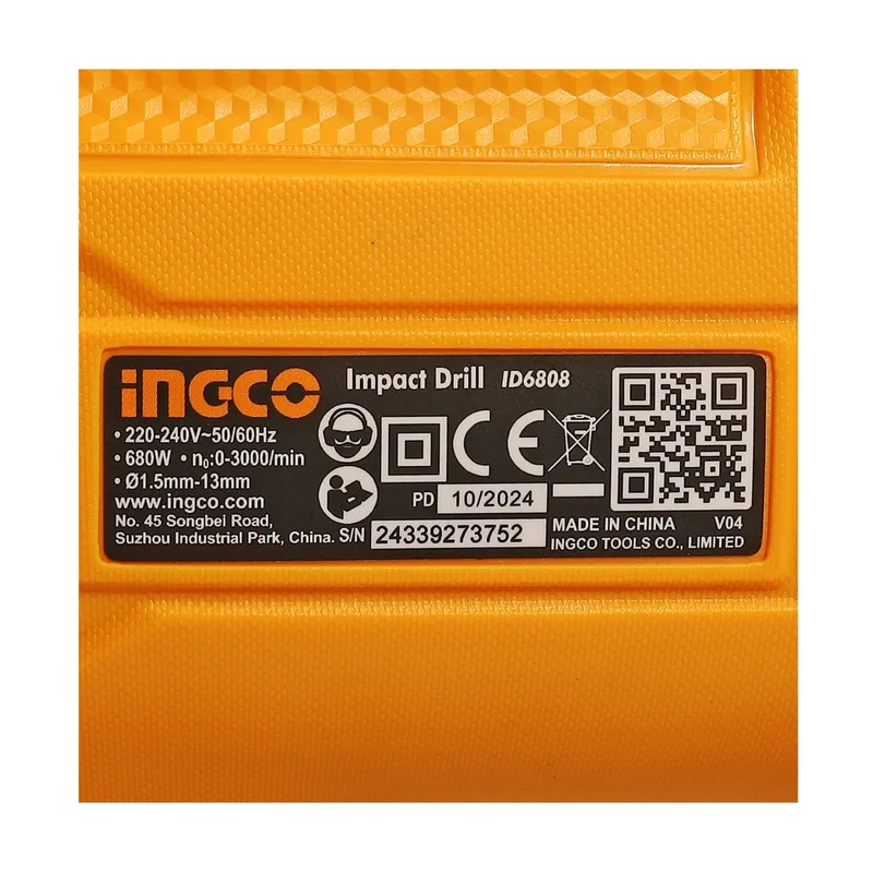INGCO สว่านกระแทกไฟฟ้า ขนาด 13 มม. กำลัง 680 W ปรับรอบได้ รุ่น ID6808 - Image 6