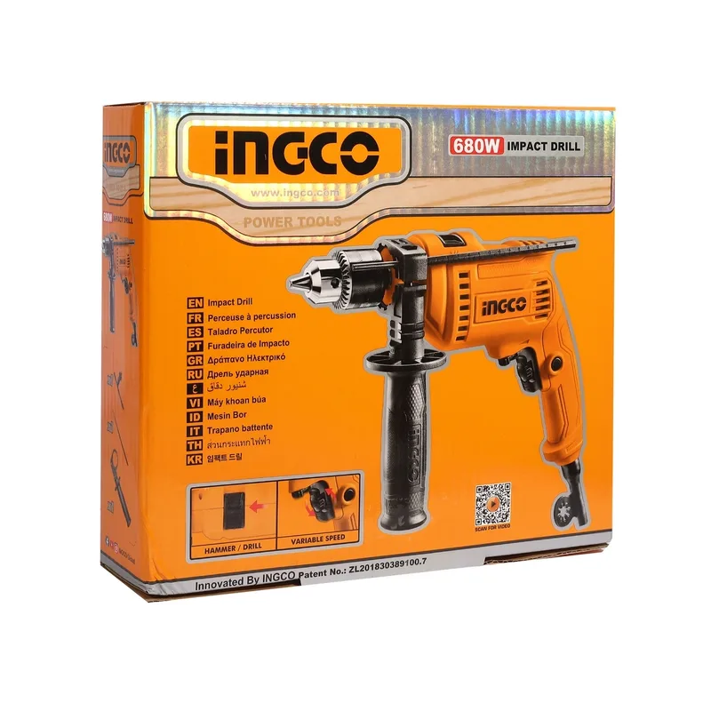 INGCO สว่านกระแทกไฟฟ้า ขนาด 13 มม. กำลัง 680 W ปรับรอบได้ รุ่น ID6808 - Image 8