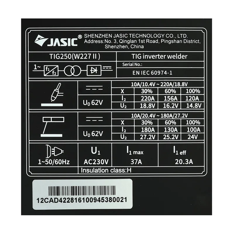 JASIC เครื่องเชื่อม TIG/MMA 250A DC INVERTER HF Start 1 เฟส 220V รุ่น TIG250W227II - Image 6