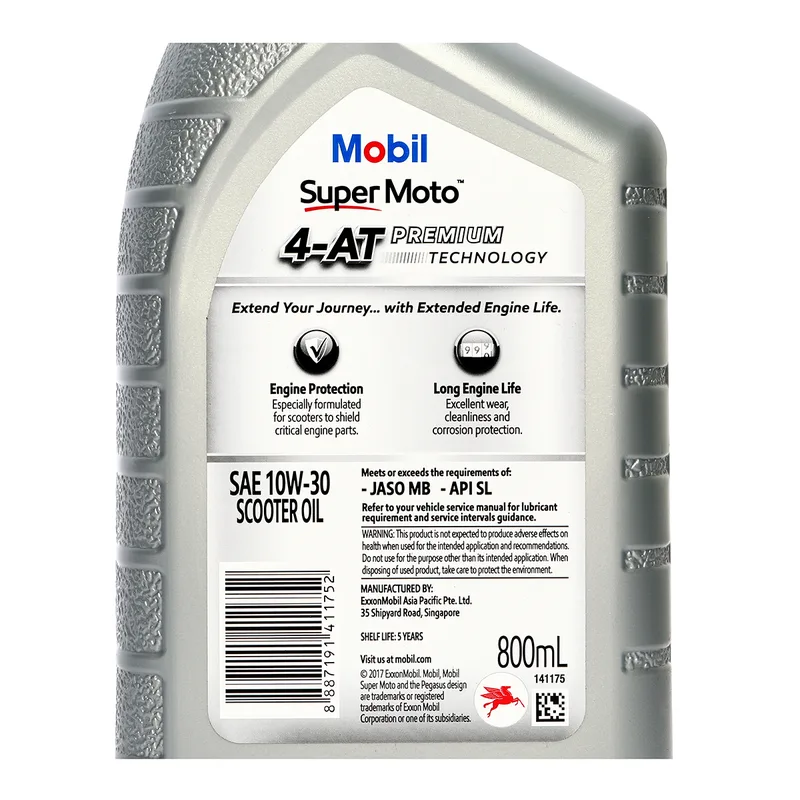 MOBIL น้ำมันเครื่องซูเปอร์ สกูตเตอร์10W30_0.8ล - Image 4