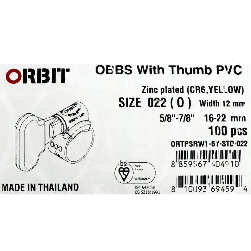 ORBIT OBW1-O-TH เข็มขัดรัดท่อ หางปลา 16-22มม. - Image 5