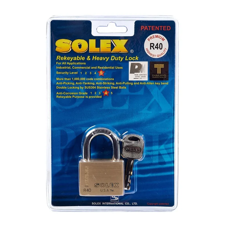 SOLEX กุญแจคล้องทองเหลือง R40 PREMIUM