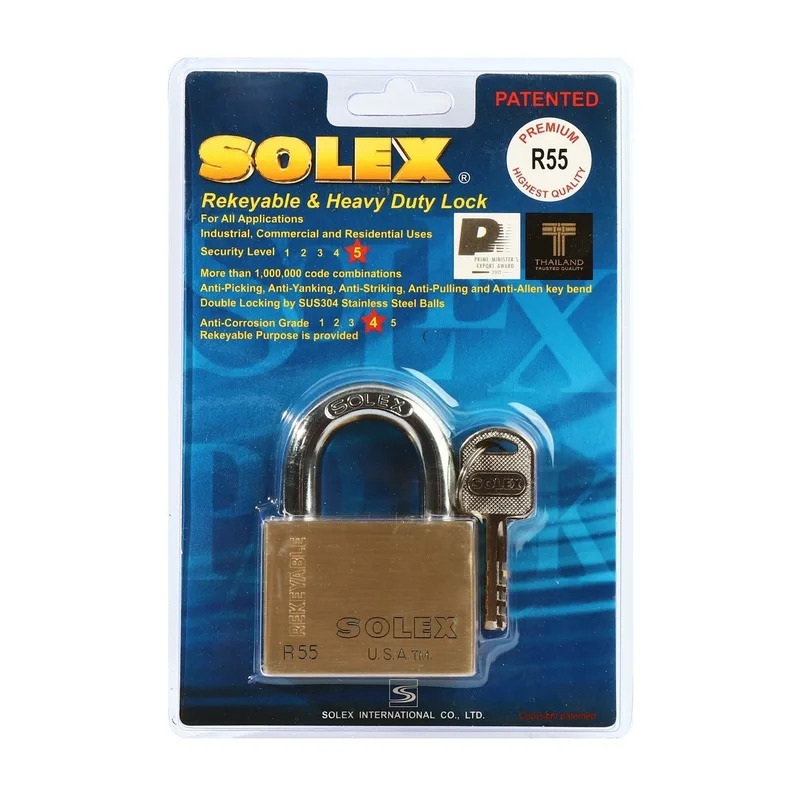 SOLEX กุญแจคล้องทองเหลือง R55 PREMIUM