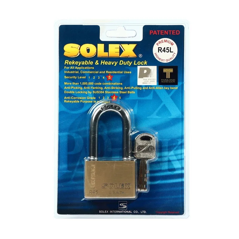 SOLEX กุญแจคล้องทองเหลือง R45 L PREMIUM