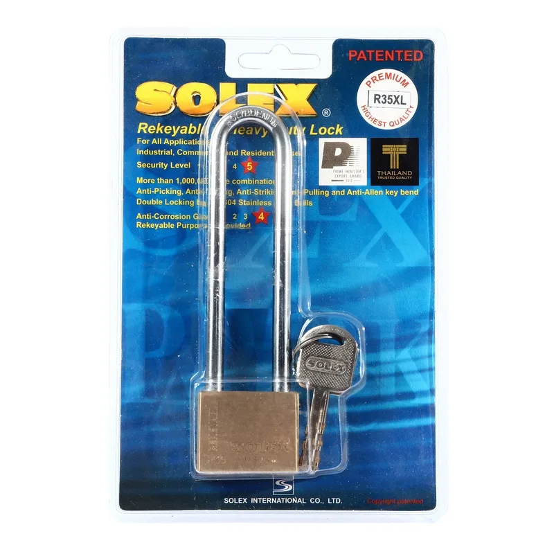 SOLEX กุญแจคล้องทองเหลือง R35 XL PREMIUM