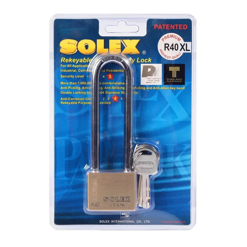 SOLEX กุญแจคล้องทองเหลือง R40 XL PREMIUM