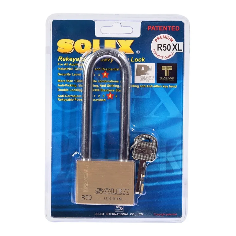 SOLEX กุญแจคล้องทองเหลือง R50 XL PREMIUM