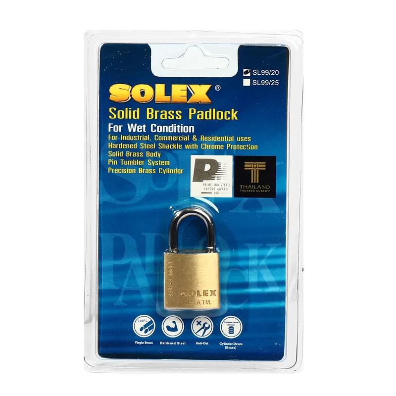 SOLEX กุญแจคล้อง รุ่น SL99 คอสั้น 20 MM
