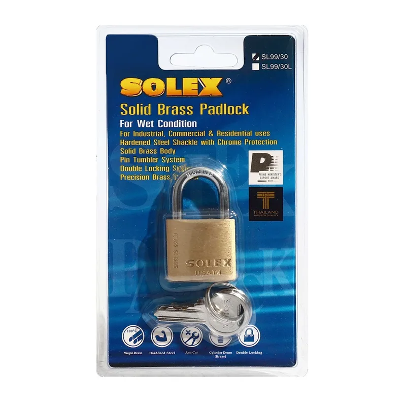 SOLEX กุญแจคล้อง รุ่น SL99 คอสั้น 30 MM