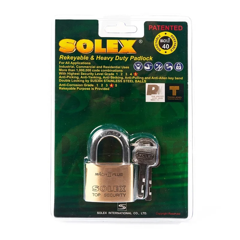 SOLEX แม่กุญแจสายยู MACH II 40MM.