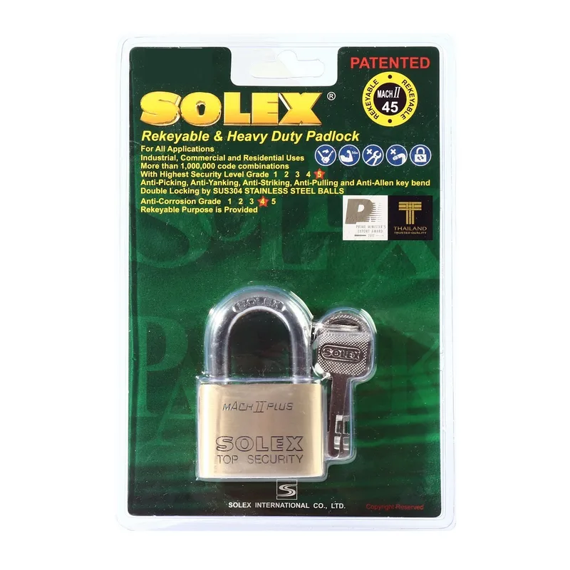 SOLEX แม่กุญแจสายยู MACH II 45MM.