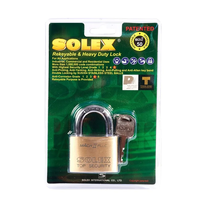 SOLEX แม่กุญแจสายยู MACH II 50MM.