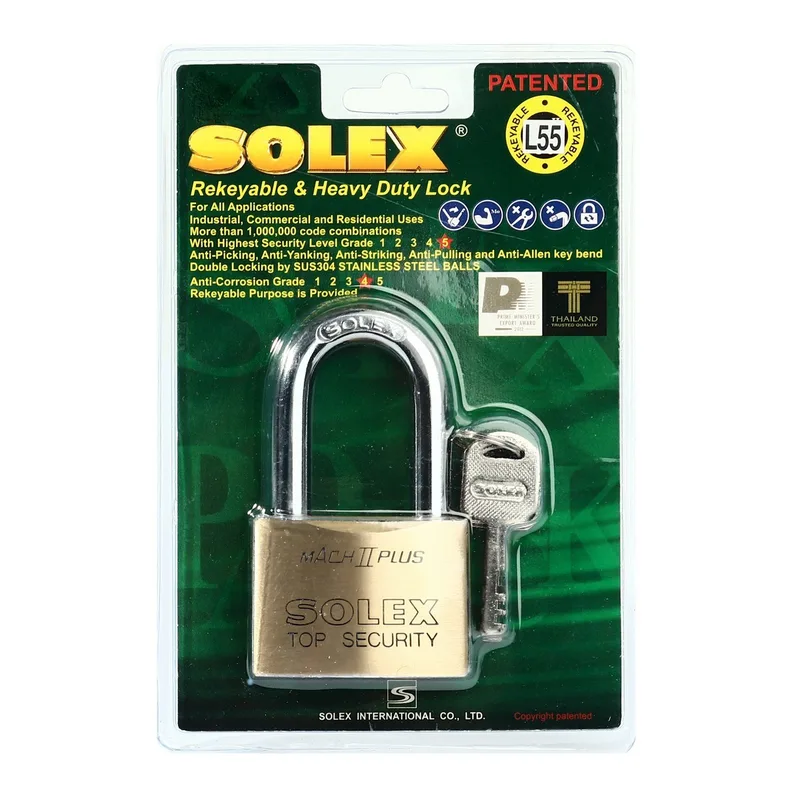 SOLEX แม่กุญแจสายยู MACH II 55MM.