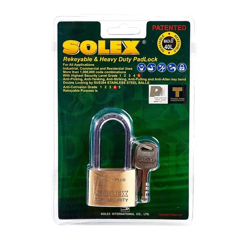 SOLEX แม่กุญแจคล้องคอยาว MACH II L 40MM.