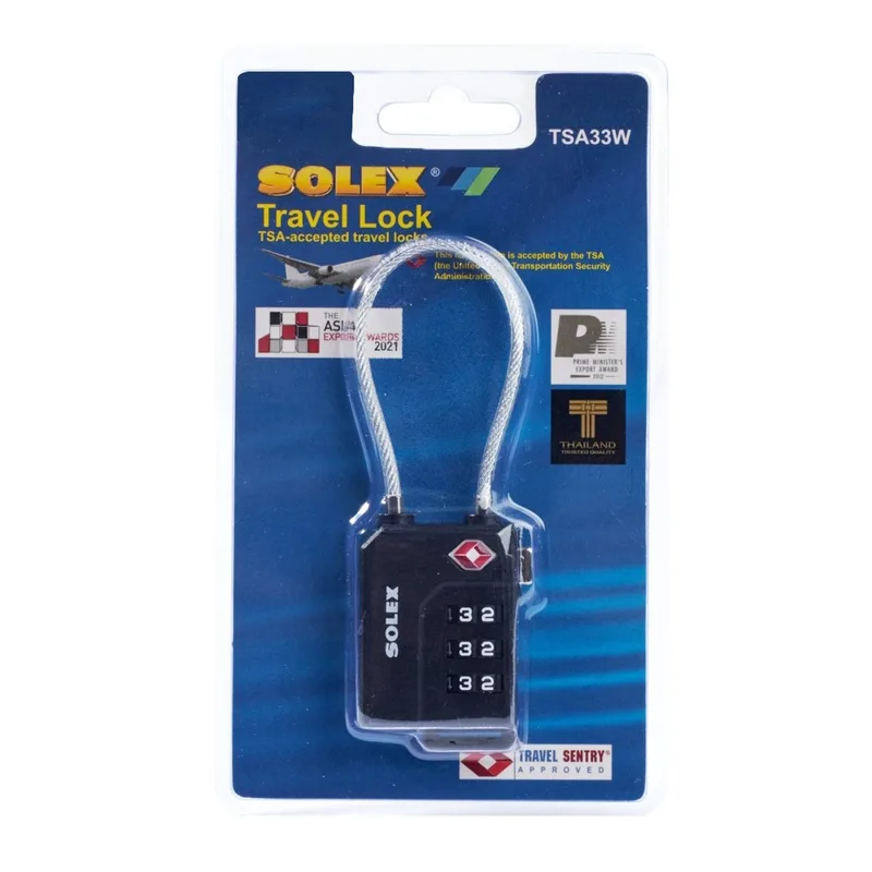 SOLEX กุญแจรหัส TSA รุ่น TSA33W #สีดำ