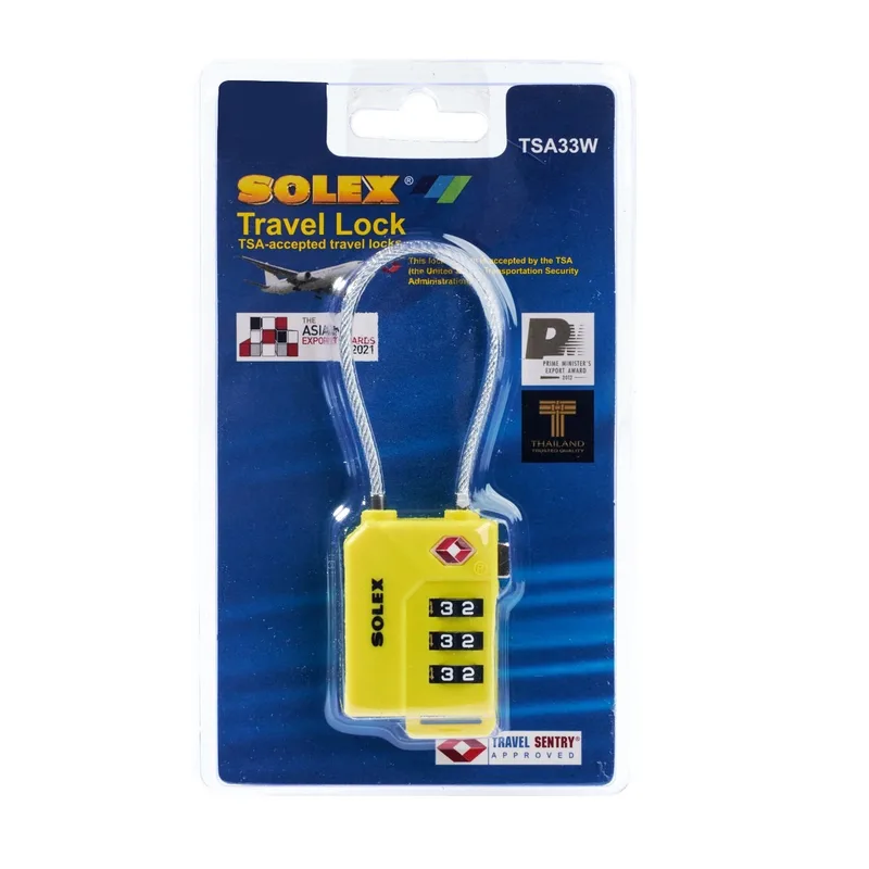 SOLEX กุญแจรหัส TSA รุ่น TSA33W #สีเหลือง