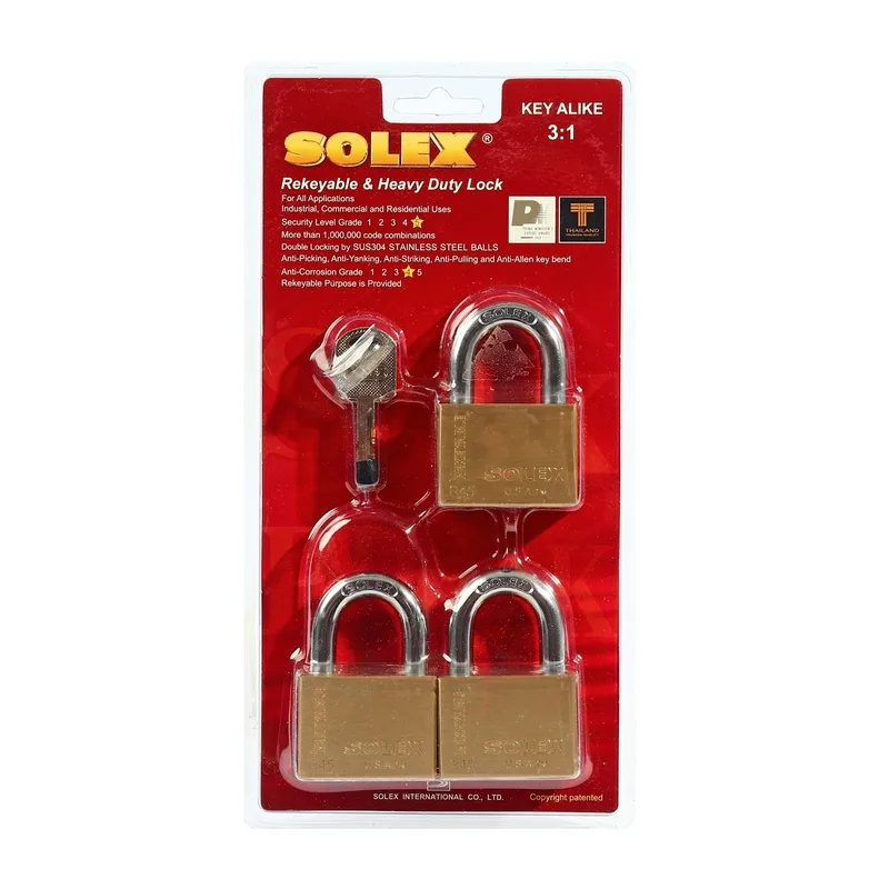 SOLEX ชุดแม่กุญแจ KEY ALIKE 3:1 45MM.