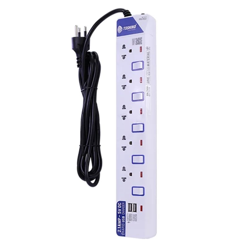 TOSHINO ปลั๊กพ่วง 5 ช่อง 2 USB 5 สวิตช์ สายไฟ 3 เมตร 10 แอมป์ รุ่น ET-915USB - Image 5