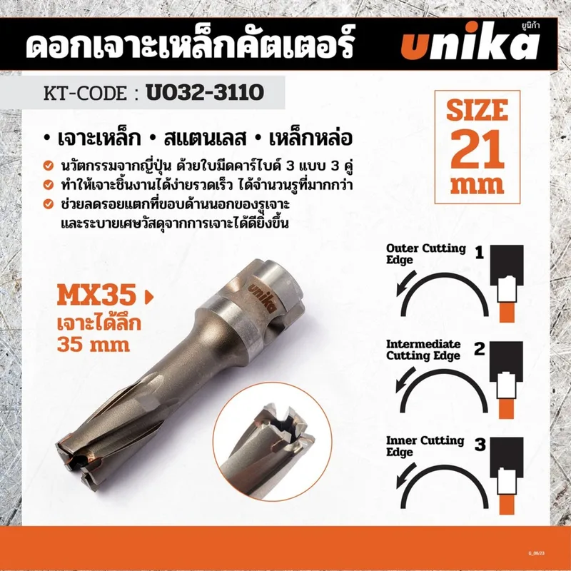 UNIKA ดอกเจาะเหล็กคัตเตอร์ ขนาด 21x35 มม. รุ่น META-CORE MAX - Image 5