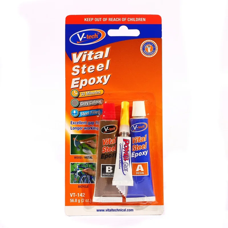 V-TECH กาวอีพอกซ์ซี่สีเทาแถมกาวตราช้าง รุ่น VT-142BP