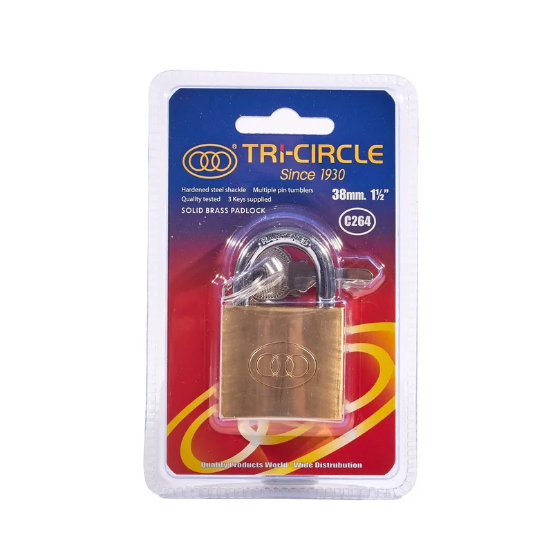 ตราสามห่วง กุญแจทองเหลืองสามห่วง(คอสั้น)C264 1 1/2"