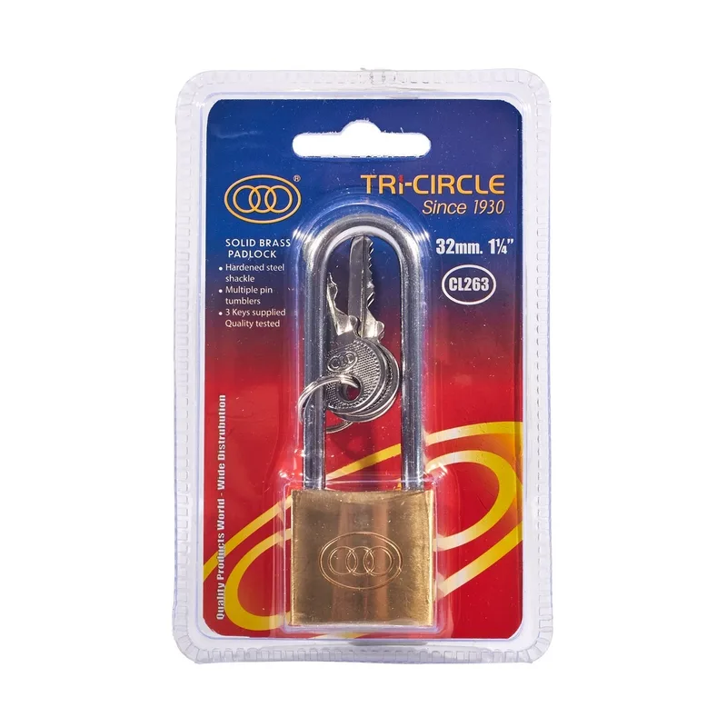 ตราสามห่วง กุญแจทองเหลืองสามห่วง(คอยาว)CL263 1 1/4"